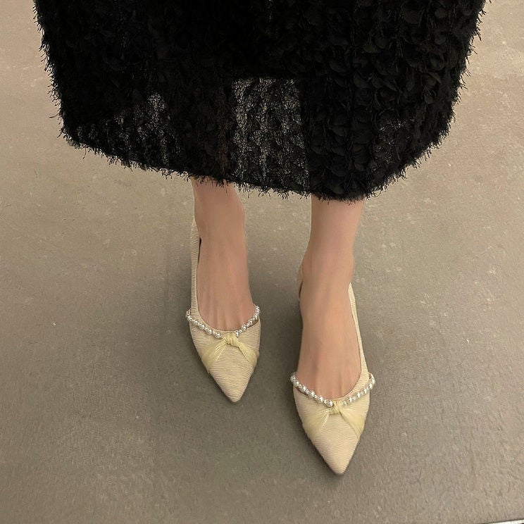 Women'S Medium-Sized Small-Sized Women'S Shoes Gentle Pointed Toe Small Single-Layer Shoes Women'S 2024 Chanel-Style French High-Heeled Shoes - Image 5